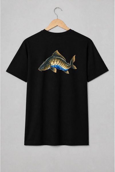 Generic Brand Tricou unisex cu Crap cu solzi aurii pentru pescari