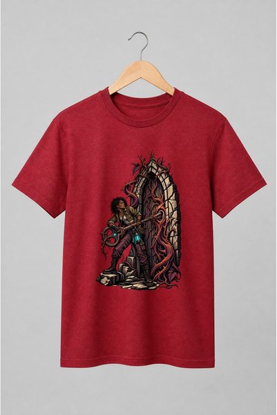 Generic Brand Tricou unisex cu Aventurieră cu cheie în stil dark fantasy