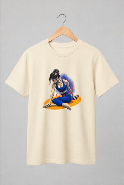 Generic Brand Tricou unisex cu Femeie practicând yoga în poziție de stretching