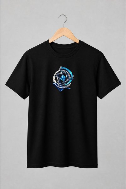 Generic Brand Tricou unisex cu Cristal geometric în structură orbitală futuristă