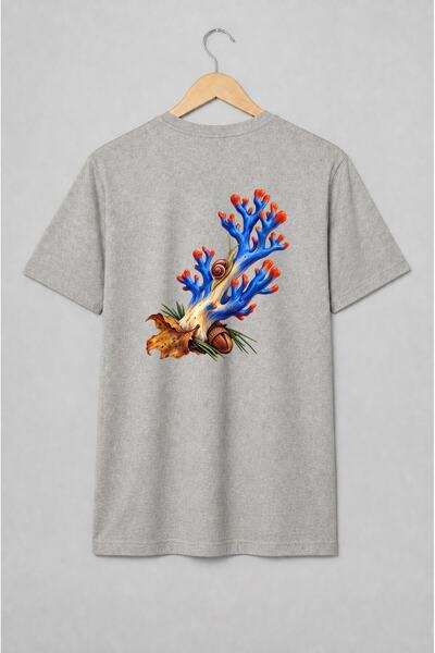Generic Brand Tricou unisex cu Melc pe ramură cu ghindă în stil botanic