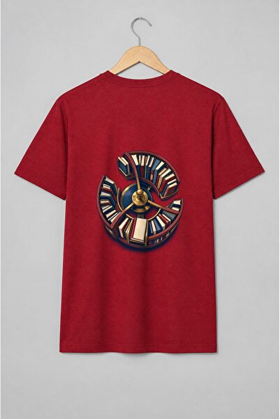 Generic Brand Tricou unisex cu Bibliotecă circulară cu cărți în stil vintage