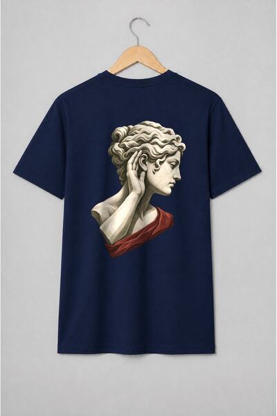 Generic Brand Tricou unisex cu Bust clasic masculin în profil cu mână la ureche