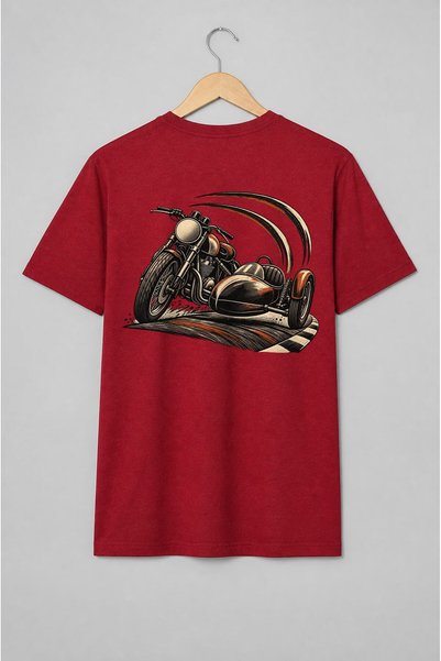 Generic Brand Tricou unisex cu Motocicletă cu ataș vintage