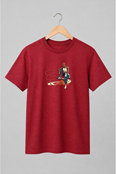 Generic Brand Tricou unisex cu Femeie cu lasou roșu stil western