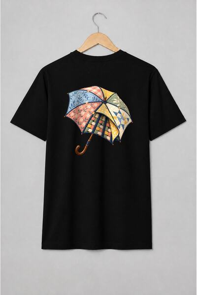 Generic Brand Tricou unisex cu Umbrelă patchwork florală