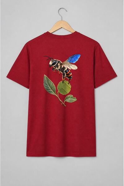 Generic Brand Tricou unisex cu Bondar pe frunză ilustrație naturalistă