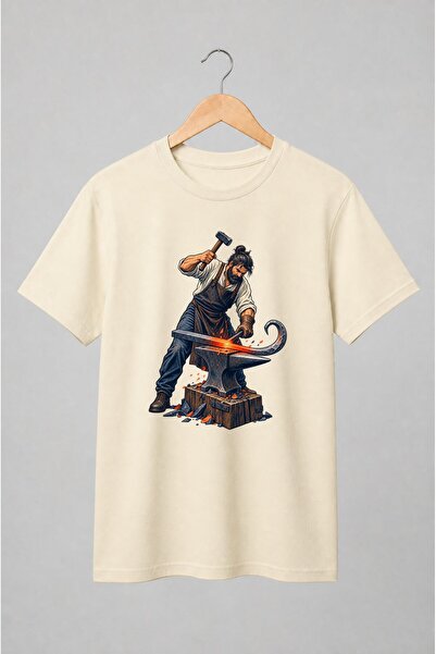 Generic Brand Tricou unisex cu Fierar la nicovală în stil atelier