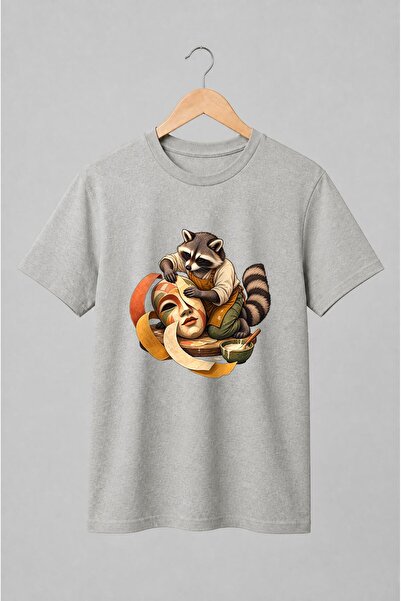 Generic Brand Tricou unisex cu Raton artizan cu mască pictată în atelier