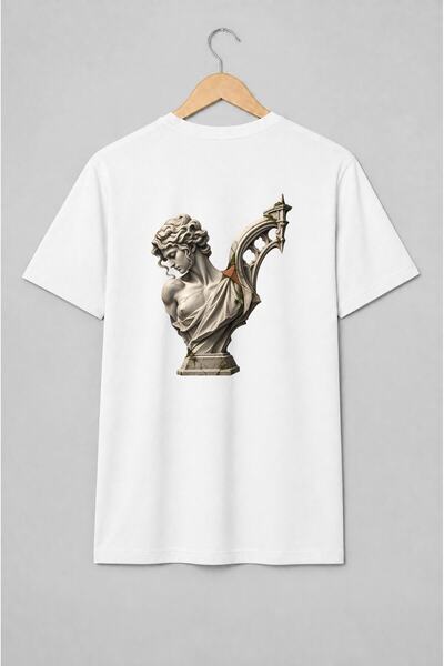 Generic Brand Tricou unisex cu Bust de statuie clasică cu arcadă gotică dark ...