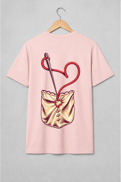 Generic Brand Tricou unisex cu Ac și ață cu inimă vintage