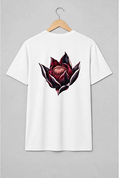Generic Brand Tricou unisex cu Floare gotică cu petale ascuțite