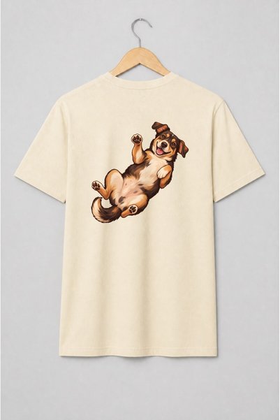 Generic Brand Tricou unisex cu Câine jucăuș cu lăbuța ridicată pentru iubitor...