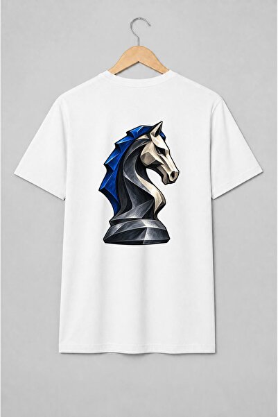 Generic Brand Tricou unisex cu Cap de cal geometric