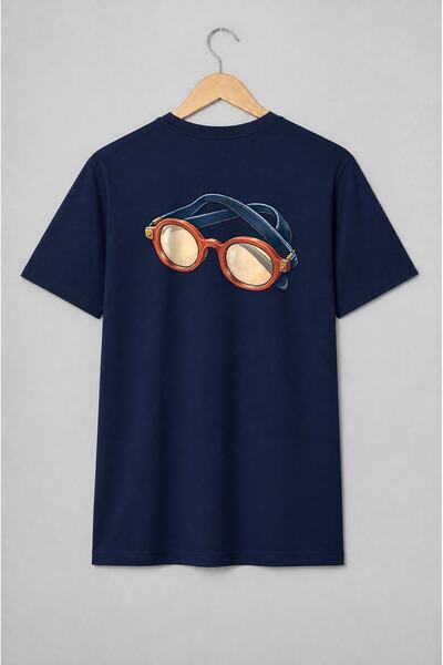 Generic Brand Tricou unisex cu Ochelari retro cu lentile rotunde