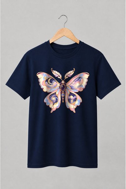 Generic Brand Tricou unisex cu Fluture cosmic cu aripi celestiale