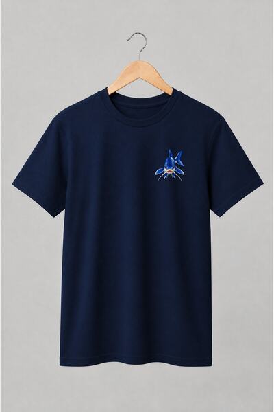 Generic Brand Tricou unisex cu Crap albastru pentru pescari