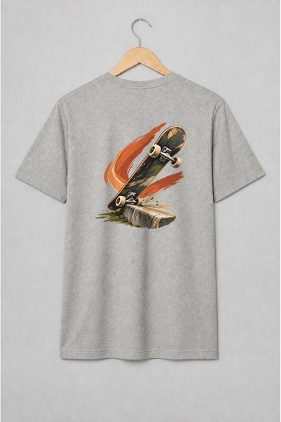 Generic Brand Tricou unisex cu Skateboard peste bordură stil streetwear