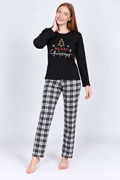 SGİ Women's Long Sleeve Christmas Themed Pajama Set 100% Cotton