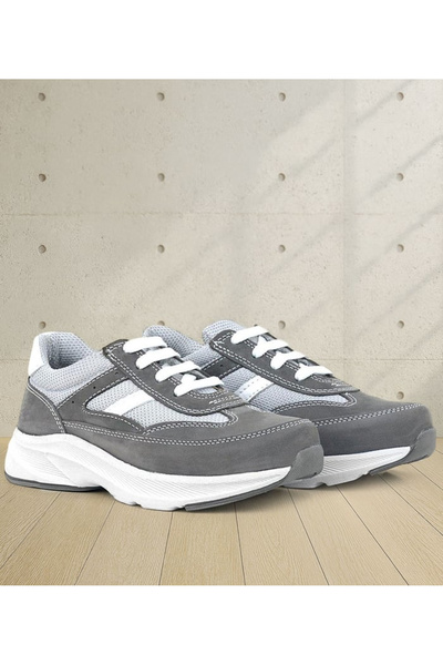 OrtopedikAL Rakerplus 3804-Gn Gray 100% Leather Men's Casual Sneakers Anatomical