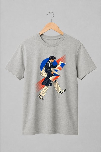 Generic Brand Tricou unisex cu Cititor cu foi grafice stil pop-art