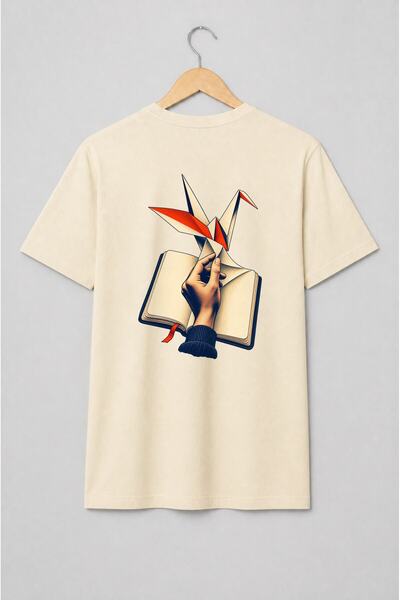 Generic Brand Tricou unisex cu Cocor origami și jurnal deschis pentru journaling
