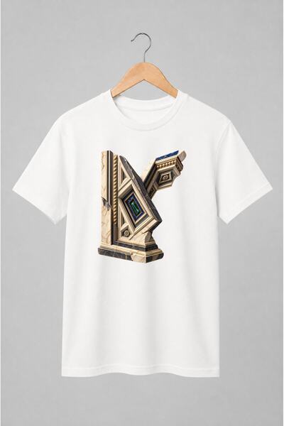 Generic Brand Tricou unisex cu Literă N în stil arhitectural clasic
