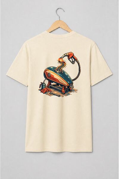 Generic Brand Tricou unisex cu Rezervor de motocicletă pixel art