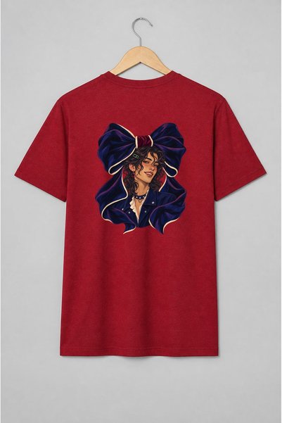 Generic Brand Tricou unisex cu Portret feminin cu fundă supradimensionată sti...