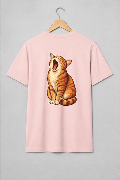 Generic Brand Tricou unisex cu Pisică tigrată care cască stil ilustrat