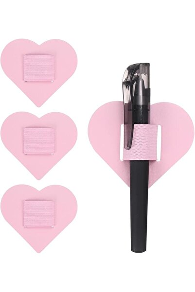 ELECDON 4 Pcs Heart Pen Loop Holder with Self Adhesive Back, PU Leather Elast...