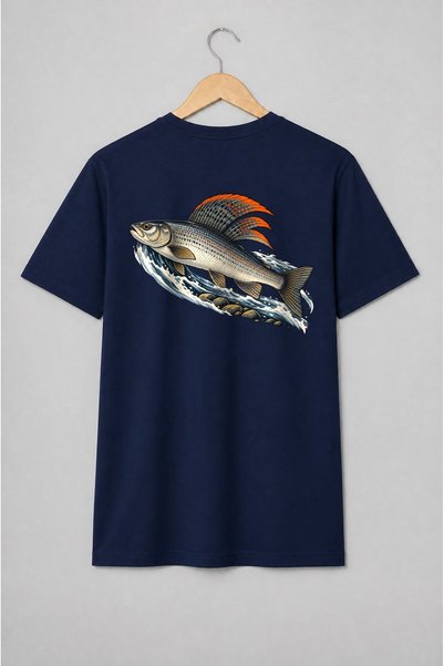 Generic Brand Tricou unisex cu Pește cu solzi argintii pentru pescari