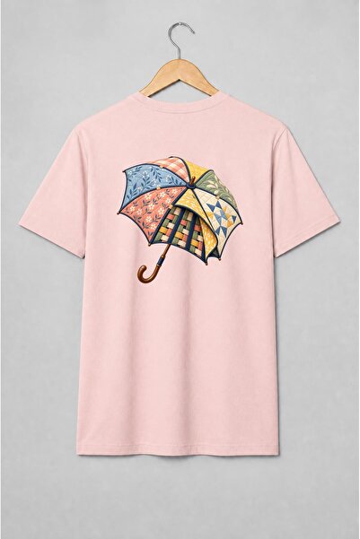 Generic Brand Tricou unisex cu Umbrelă patchwork florală