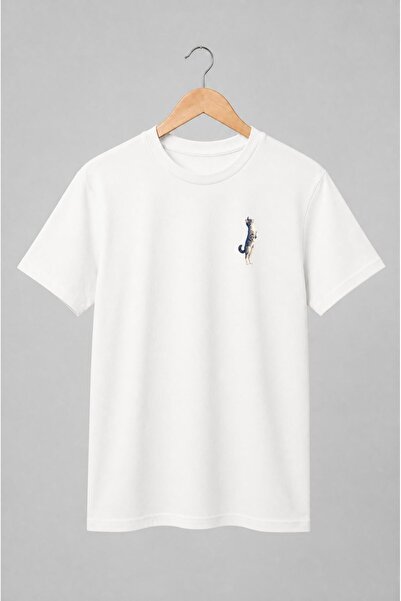 Generic Brand Tricou unisex cu Pisică gri cu ochi albastru stil realist