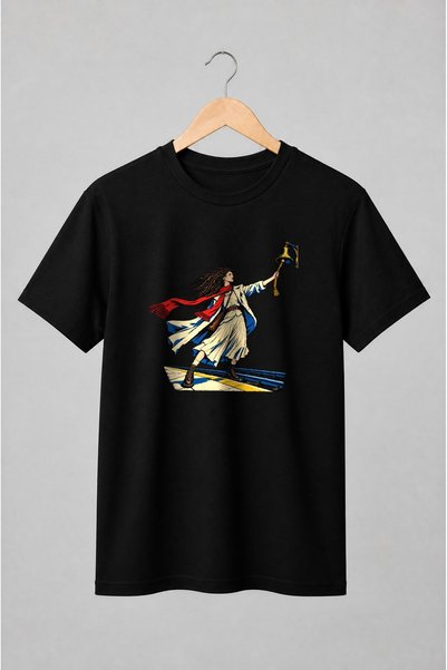 Generic Brand Tricou unisex cu Femeie pe calea ferată cu clopot vintage