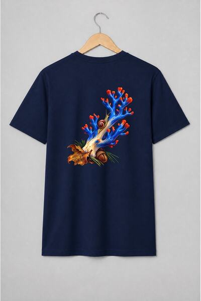 Generic Brand Tricou unisex cu Melc pe ramură cu ghindă în stil botanic