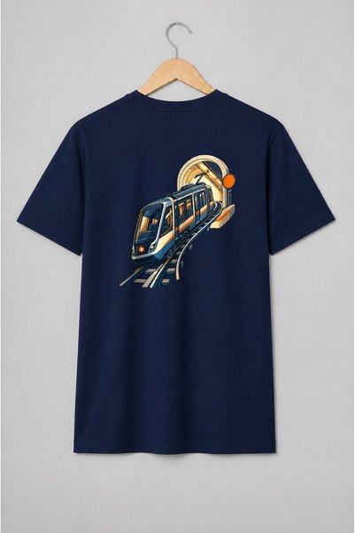 Generic Brand Tricou unisex cu Tren futurist