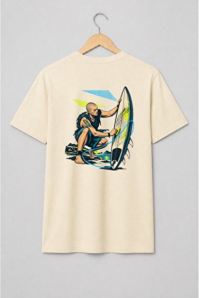 Generic Brand Tricou unisex cu Surfer cu placă de surf stil vintage