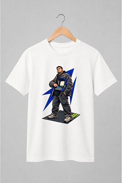 Generic Brand Tricou unisex cu Jucător cu aparat arcade în stil comic