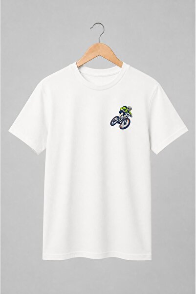 Generic Brand Tricou unisex cu Ciclist MTB în acțiune