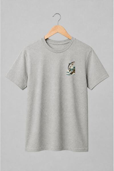 Generic Brand Tricou unisex cu Pește săritor peste ape repezi pentru pescari