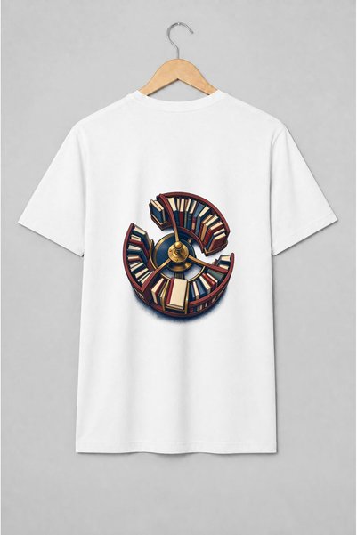 Generic Brand Tricou unisex cu Bibliotecă circulară cu cărți în stil vintage