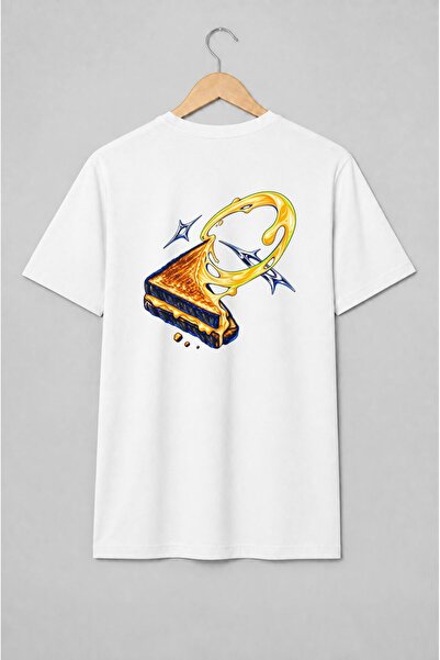Generic Brand Tricou unisex cu Sandviș toast cu brânză topită stil pop art