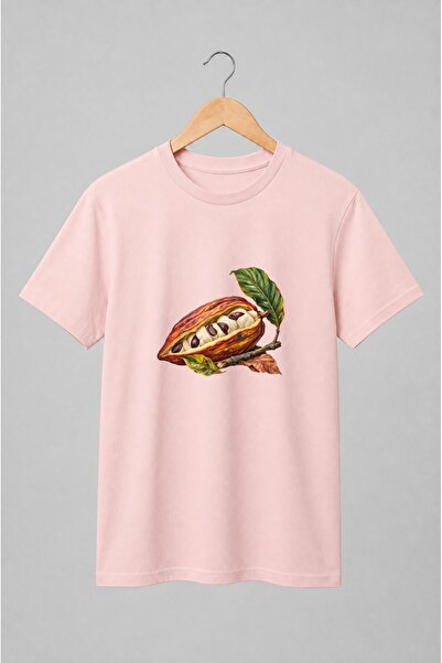 Generic Brand Tricou unisex cu Păstaie de cacao cu semințe în ilustrație bota...