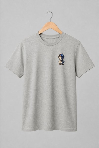 Generic Brand Tricou unisex cu Bust statuar bicolor cu fisură roșie contemporan