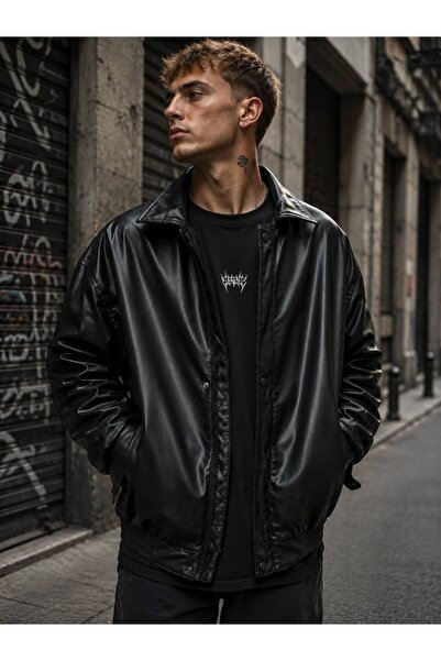 YESİ Erkek oversize deri ceket