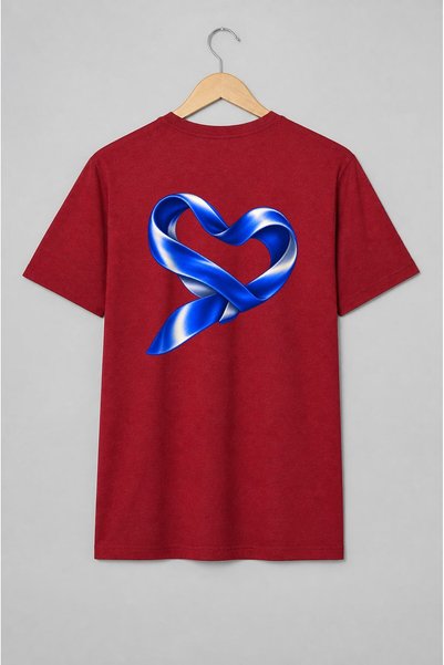 Generic Brand Tricou unisex cu Inimă din panglică albastră pentru stil romantic