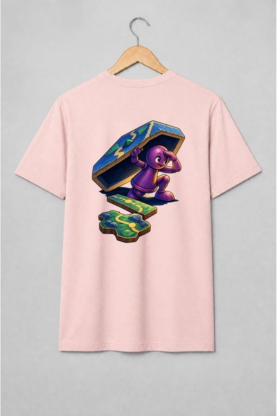 Generic Brand Tricou unisex cu Personaj mov pe tablă de joc fantasy