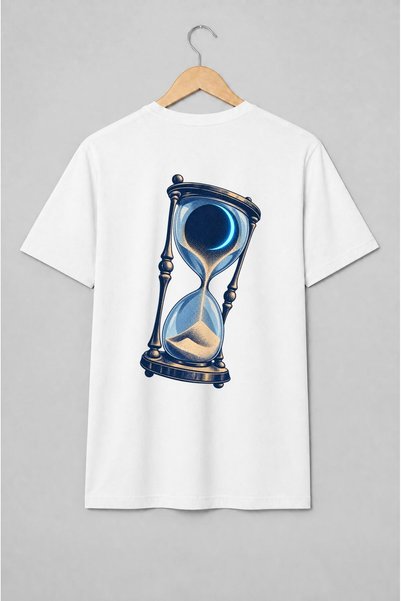 Generic Brand Tricou unisex cu Clepsidră cu semilună în stil vintage