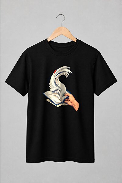 Generic Brand Tricou unisex cu Carte deschisă cu pagini în zbor stil vintage